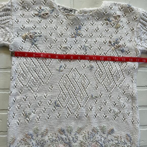 Needleworks 1989 80's Vintage Cotton Embroidered Short Sleeve Sweater- sz S - Picture 7 of 7
